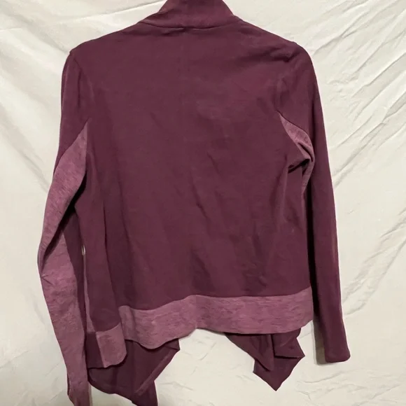 S LOGO Lori Goldstein Eggplant Waterfall Open Front Cardigan - Picture 8 of 10